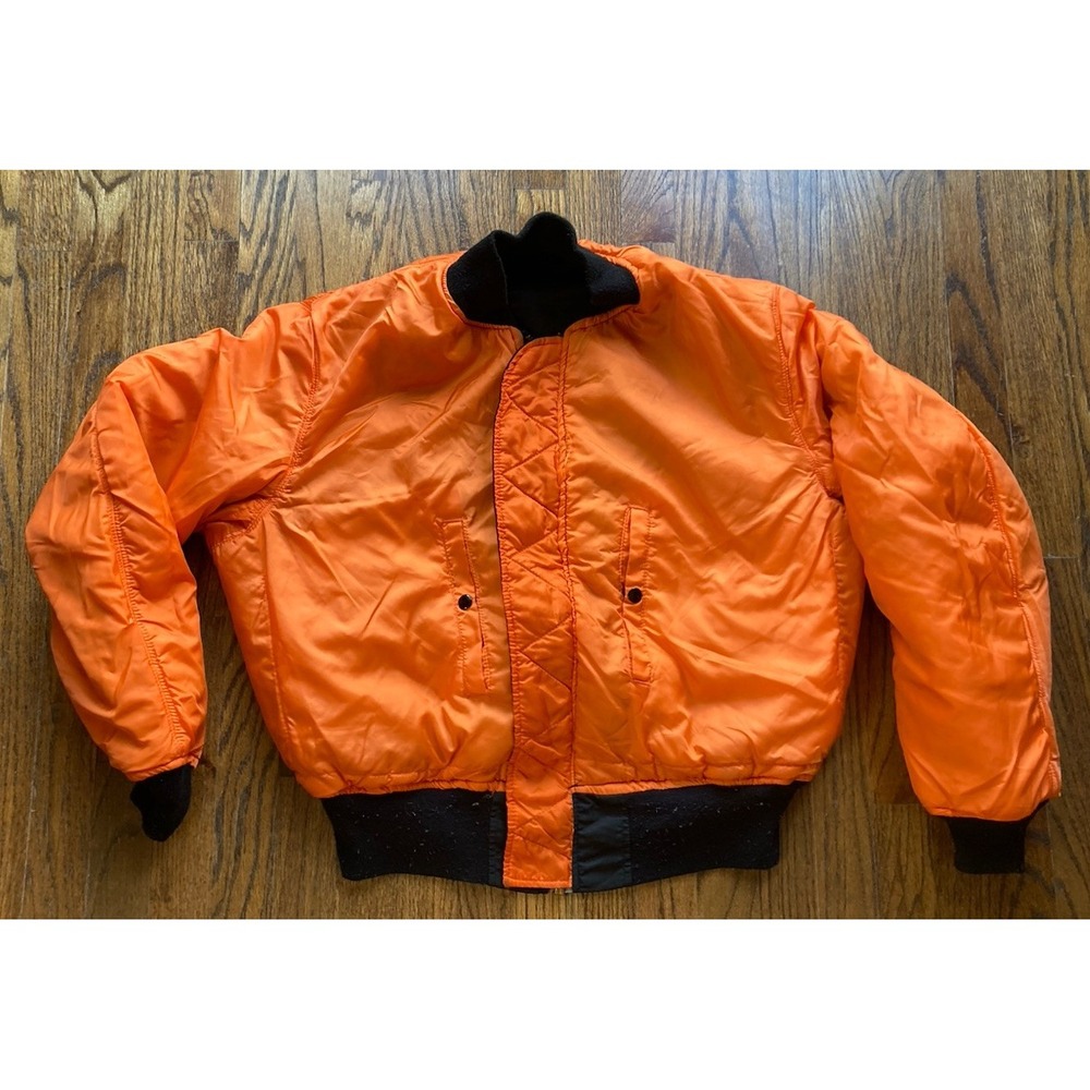 Vintage Alpha Industries MA-1 Flyers Jacket Mens XL Black Reversible Bomber USA - Picture 10 of 10